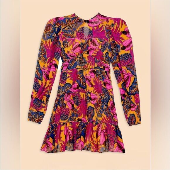 NWT Farm Rio Yellow Fruit Dream Long Sleeve Mini Dress-K1 - Picture 7 of 9